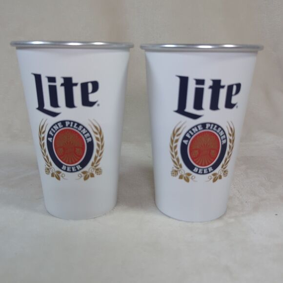 Houston Texans Miller Lite 20oz Beer Cups Set of 2 Aluminum NFL Football NEW - Picture 5 of 8